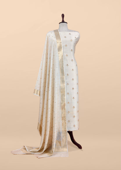 Pure banarasi silk unstitched suit with dupatta

