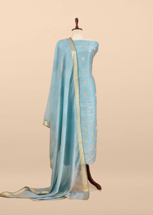 Pure banarasi silk unstitched suit with dupatta

