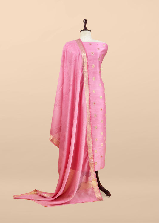 Pure banarasi silk unstitched suit with dupatta

