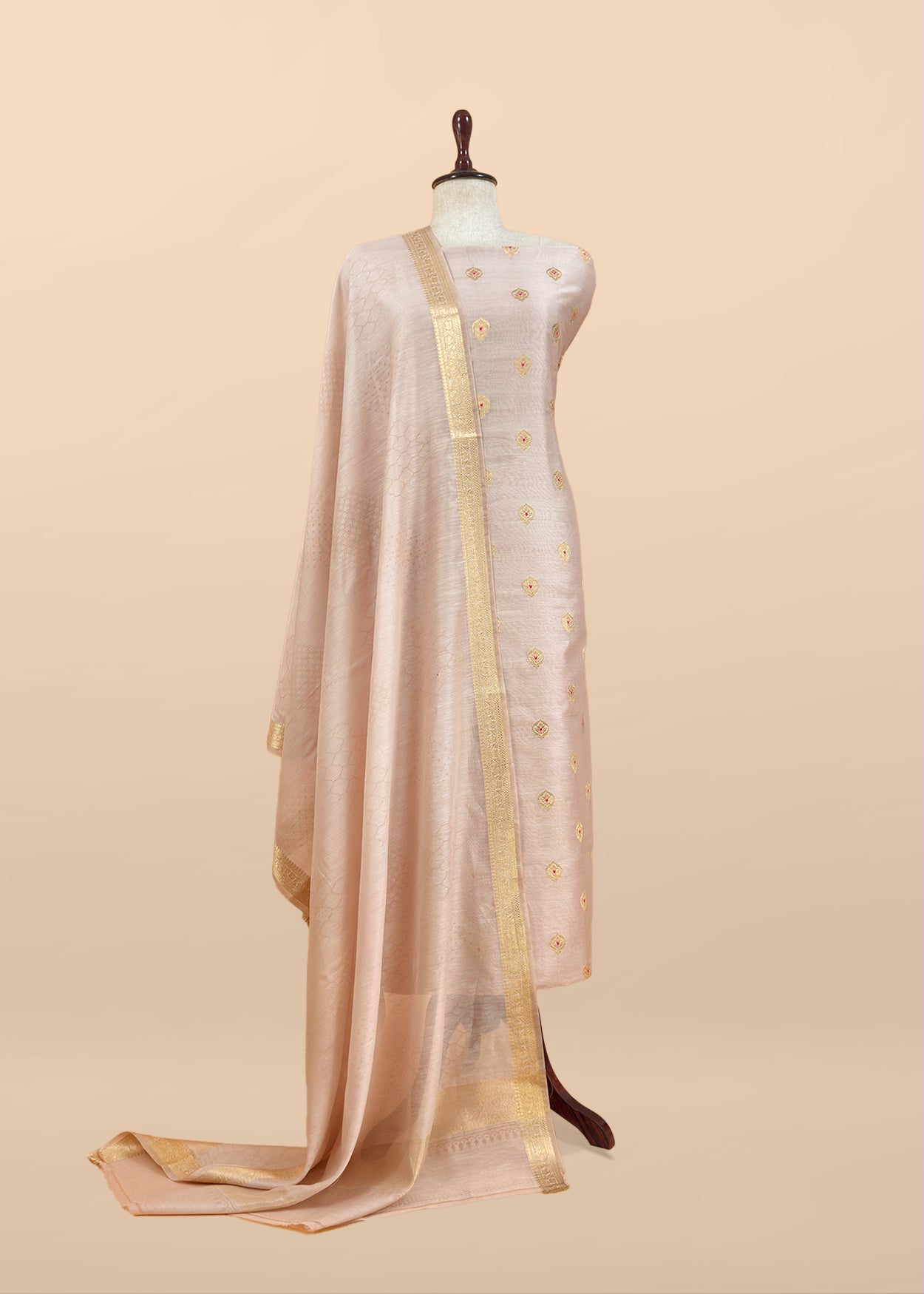 Pure banarasi silk unstitched suit with dupatta

