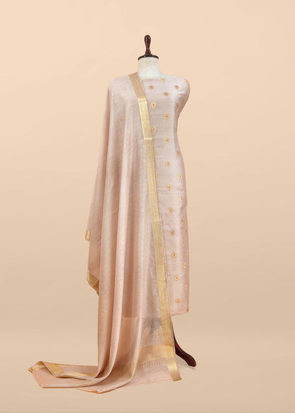 Pure banarasi silk unstitched suit with dupatta


