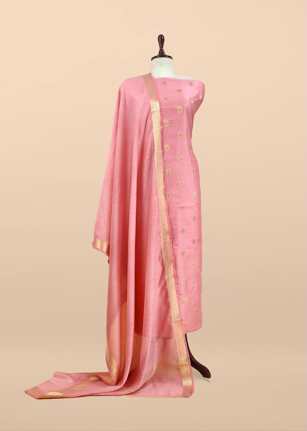 Pure banarasi silk unstitched suit with dupatta

