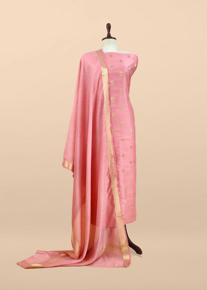 Pure banarasi silk unstitched suit with dupatta

