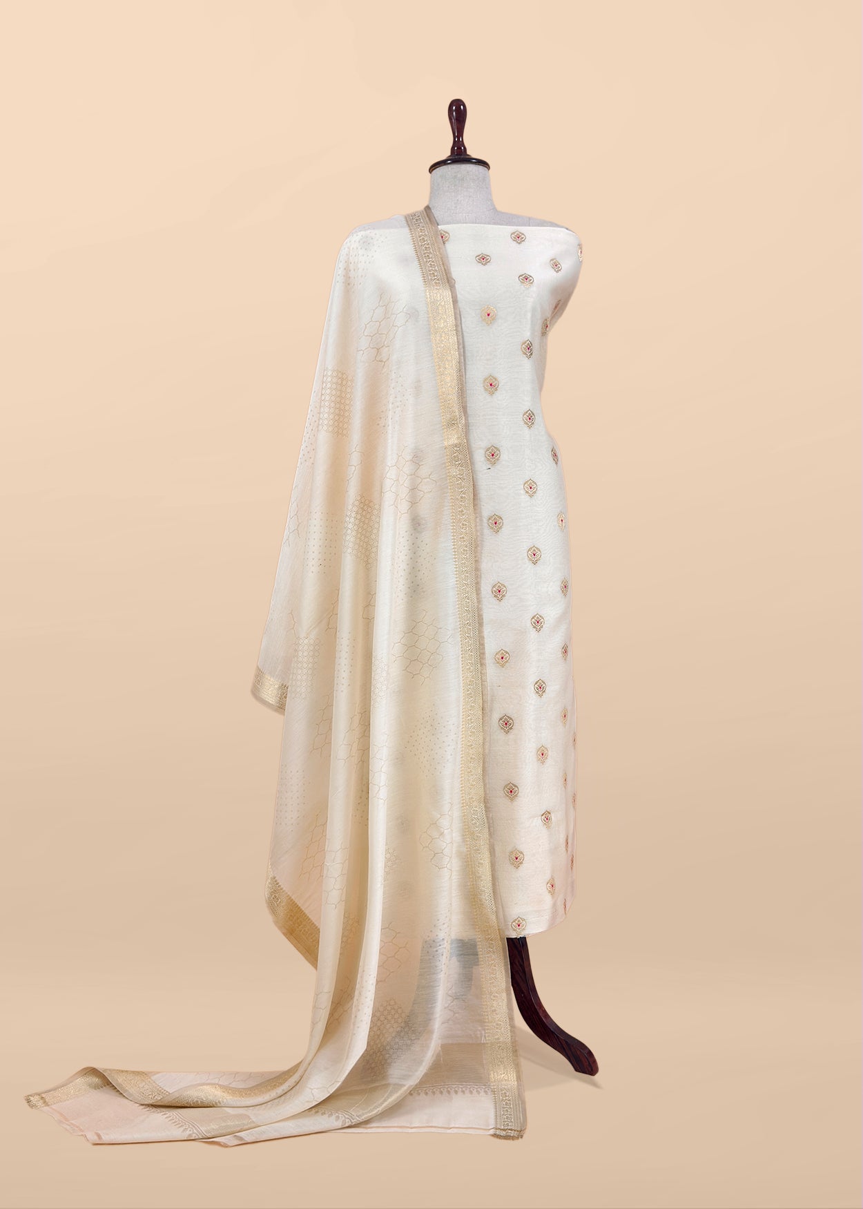 Pure banarasi silk unstitched suit with dupatta

