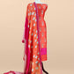 Orange Blockprint Handloom Maheshwari Silk Suit Fabric With Self Resham Embroidered Panel