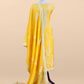 Yellow Lakhnavi Mulmul Suit With Dupatta