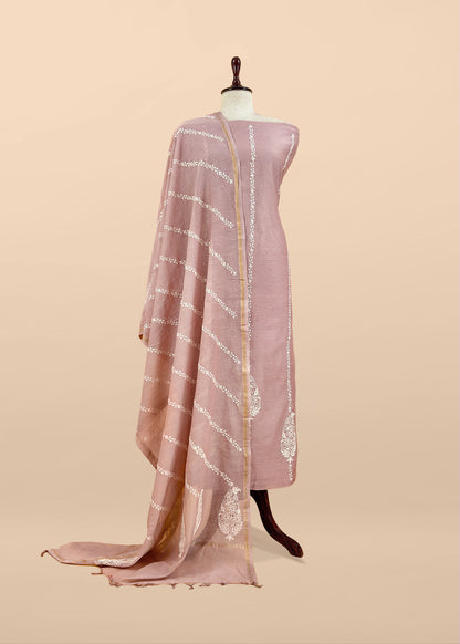 Peach Pure Mul Cotton Suit Beautiful Floral Embroidery