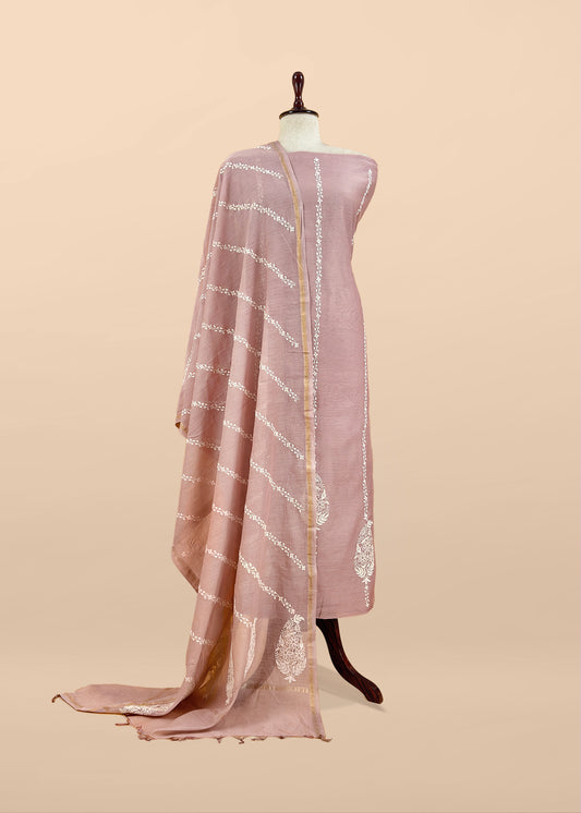 Peach Pure Mul Cotton Suit Beautiful Floral Embroidery