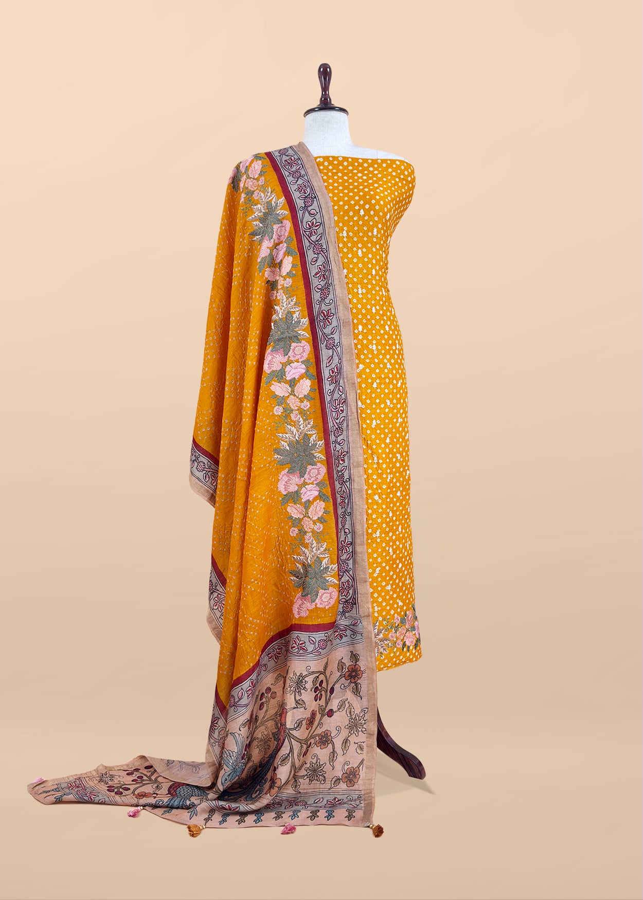 Art tussar unstitched suit with dupatta

