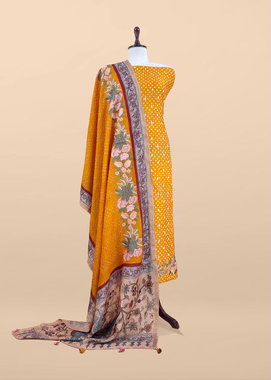 Art tussar unstitched suit with dupatta

