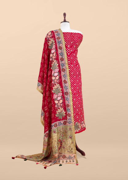 Art tussar unstitched suit with dupatta

