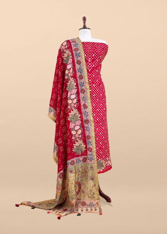 Art tussar unstitched suit with dupatta

