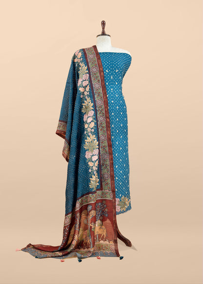 Art tussar unstitched suit with dupatta

