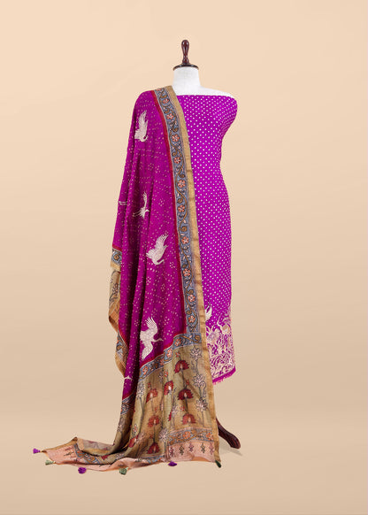 Art tussar unstitched suit with dupatta

