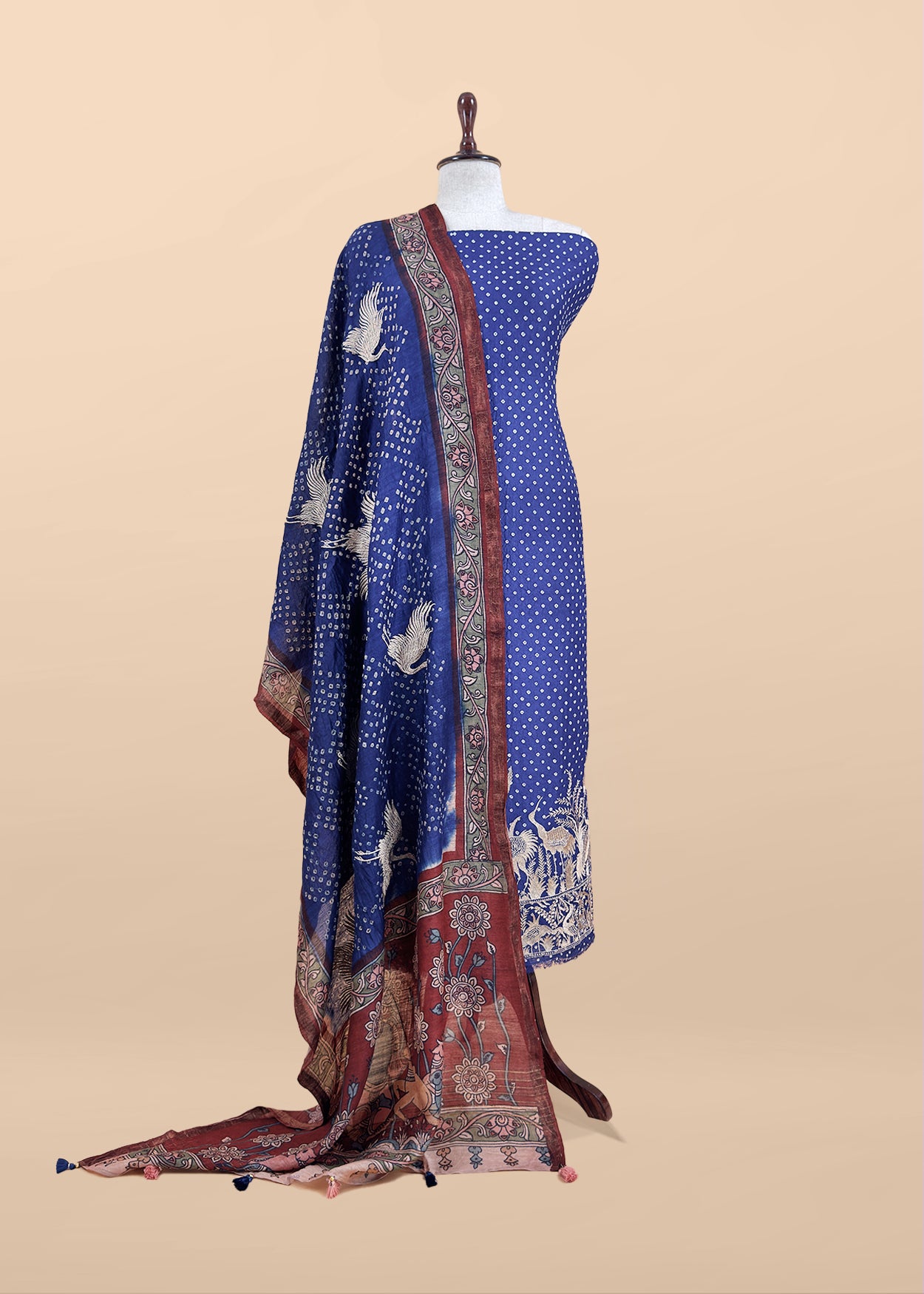Art tussar unstitched suit with dupatta

