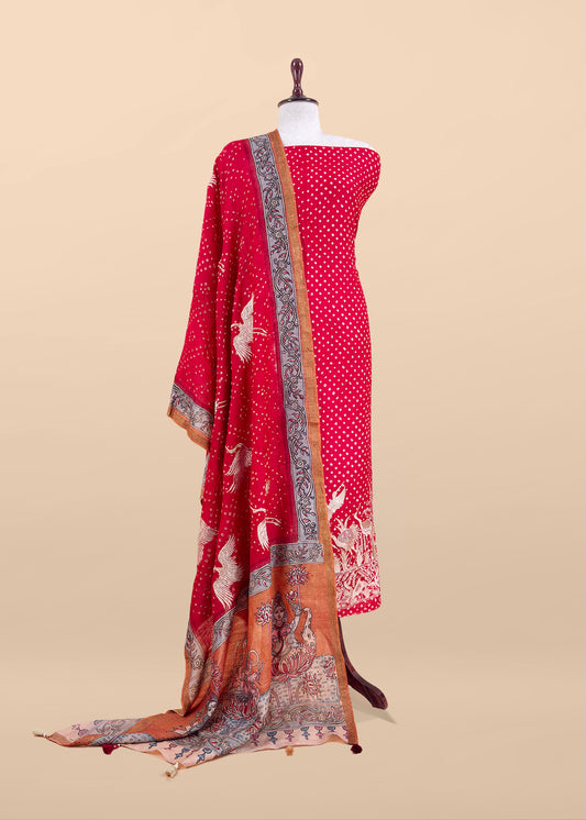Art tussar unstitched suit with dupatta

