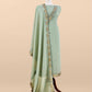 Sage Green Handloom Mulmul Unstitched Suit Fabric With Hand Gota Work