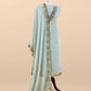 Light Blue Handloom Mulmul Unstitched Suit Fabric With Hand Gota Work