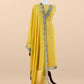 Yellow Handloom Mulmul Unstitched Suit Fabric With Hand Gota Work