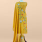 Yellow Pure Mulmul Suit Fabric With Appliqué Work