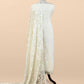 White Pure Linen Suit Fabric With Needle Jamdani Weaving Handmade On Loom