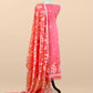 Peach Pure Linen Suit Fabric With Needle Jamdani Weaving Handmade On Loom