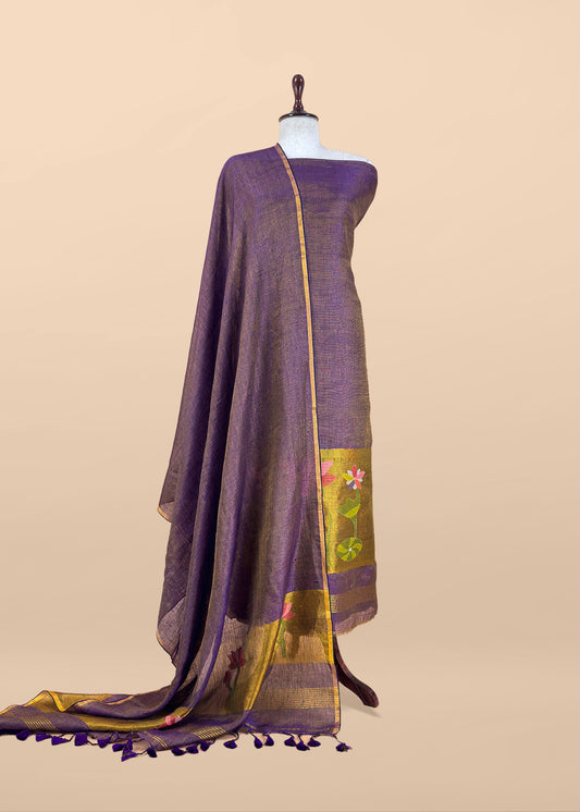 Buy linen unstitched suit with dupatta

