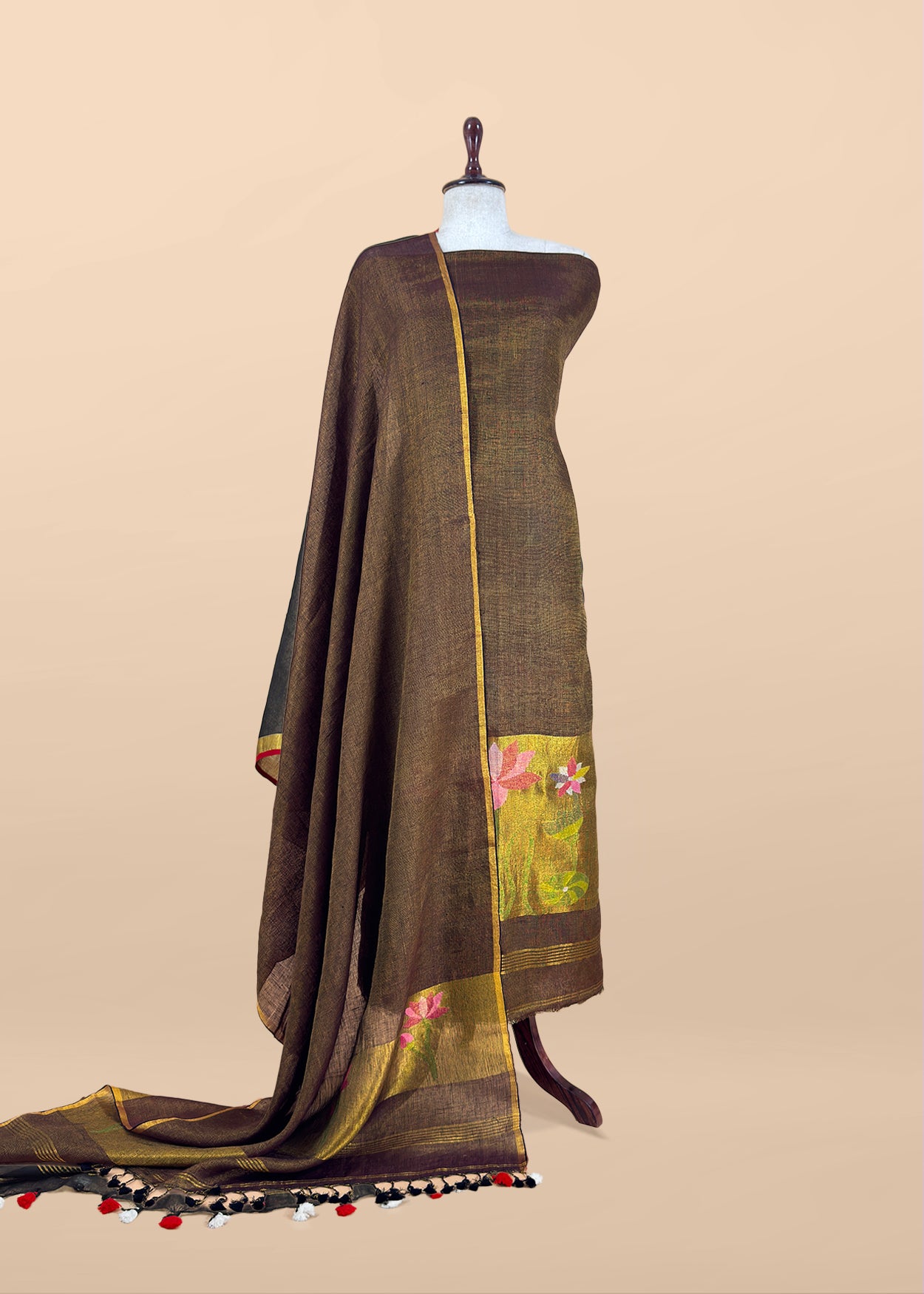 Buy linen unstitched suit with dupatta

