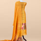 Mango Yellow Pure Linen Suit Fabric With Gold Zari Swan Needle Jamdani Weaving Handmade On Loom