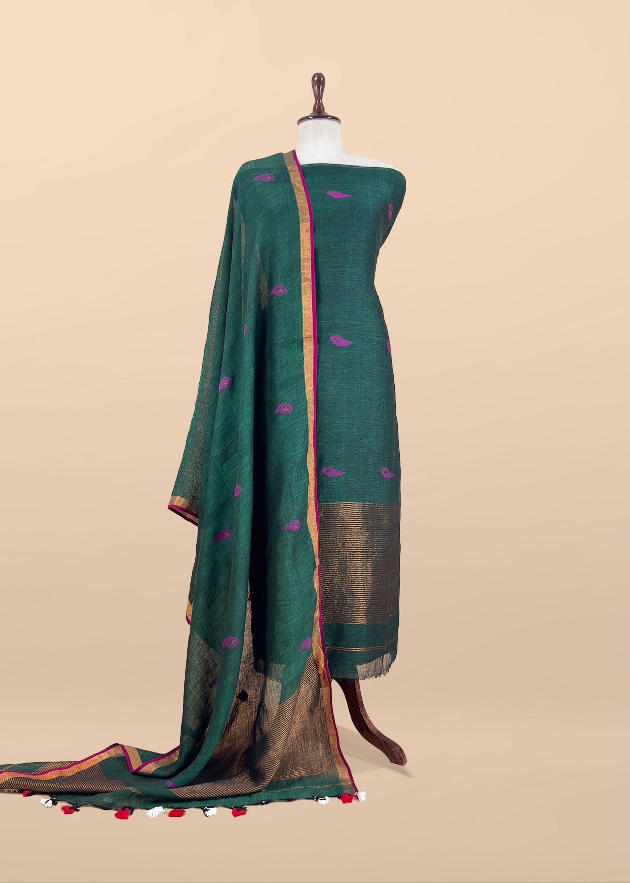 Buy linen unstitched suit with dupatta


