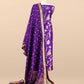 Purple Handloom Raw Silk Unstitched Suit Fabric With Peonies Sonarupa Kadwa Weaving