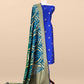 Royal Blue Handloom Silk Suit With Pure Khaddi Georgette Dupatta With Zari Weaving