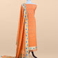 Orange Handloom Banarasi Cotton Unstitched Suit Fabric With Meenakari Weaving