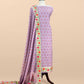 Lilac Handloom Banarasi Cotton Unstitched Suit Fabric With Meenakari Weaving
