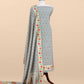 Grey Handloom Banarasi Cotton Unstitched Suit Fabric With Meena Cutwork Weaving