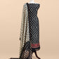 Black Handloom Lehariya Maheshwari Silk Suit With Patola Border