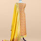 Yellow Handwoven Unstitched Pure Cotton Suit With Patola Weaving
