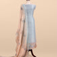 Baby Blue Handloom Kora Silk Suit Fabric With Embroidery