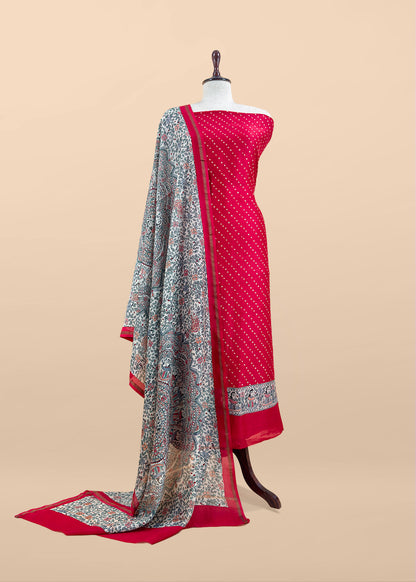 Bandhani Suit In Maheshwari With Madhubani Dupatta
