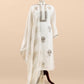 White Mukaish Handwork Pure Kora Silk Suit With Tissue Zari Panel Dupatta