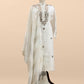 White Mukaish Handwork Pure Kora Silk Suit With Tissue Zari Panel Dupatta
