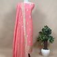 Pink Handloom Linen Silk With Kadwa Weaves