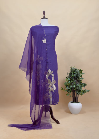 Pink Chanderi Kurta With Organza Dupatta Having Zari Embroidery
