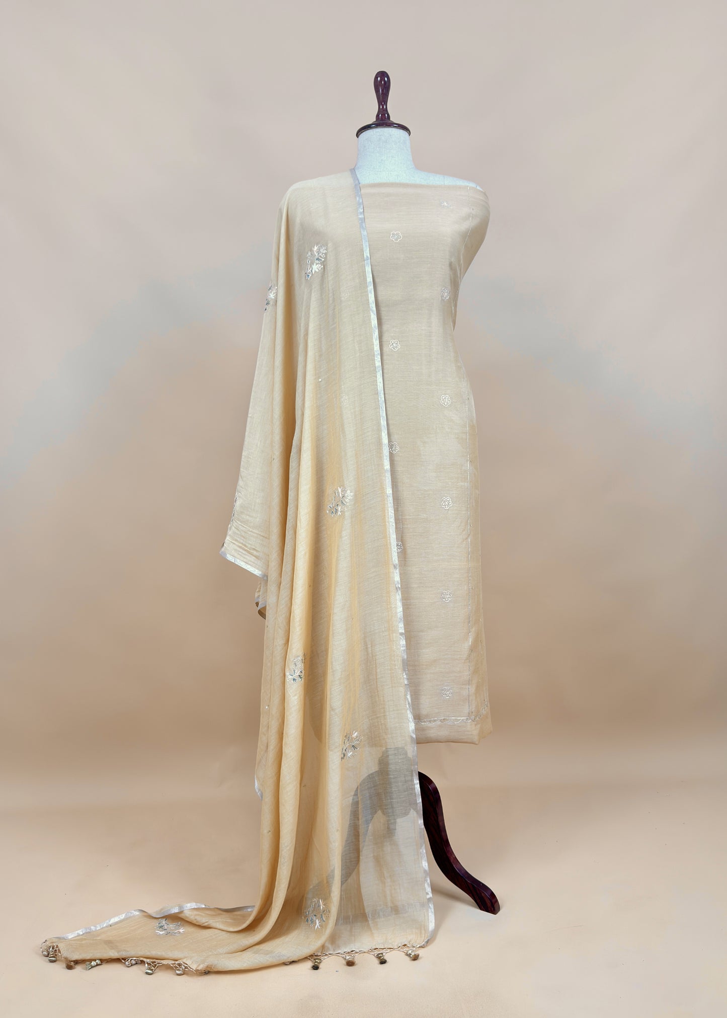 Orange Mulmul Suit And Dupatta In Dori work