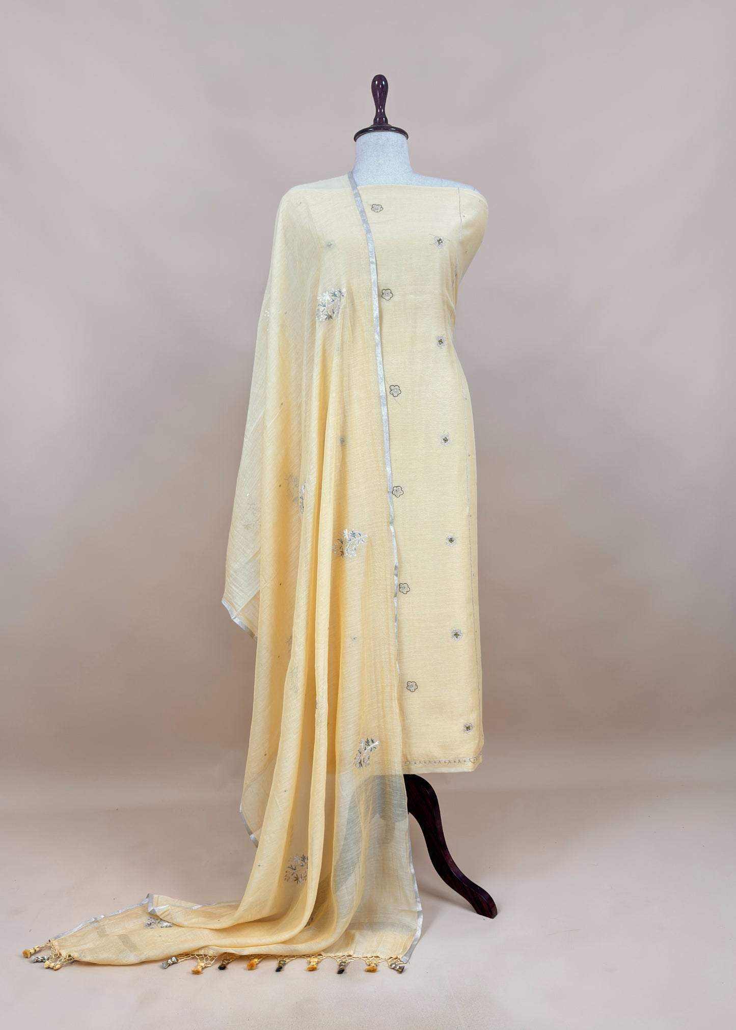 Orange Mulmul Suit And Dupatta In Dori work