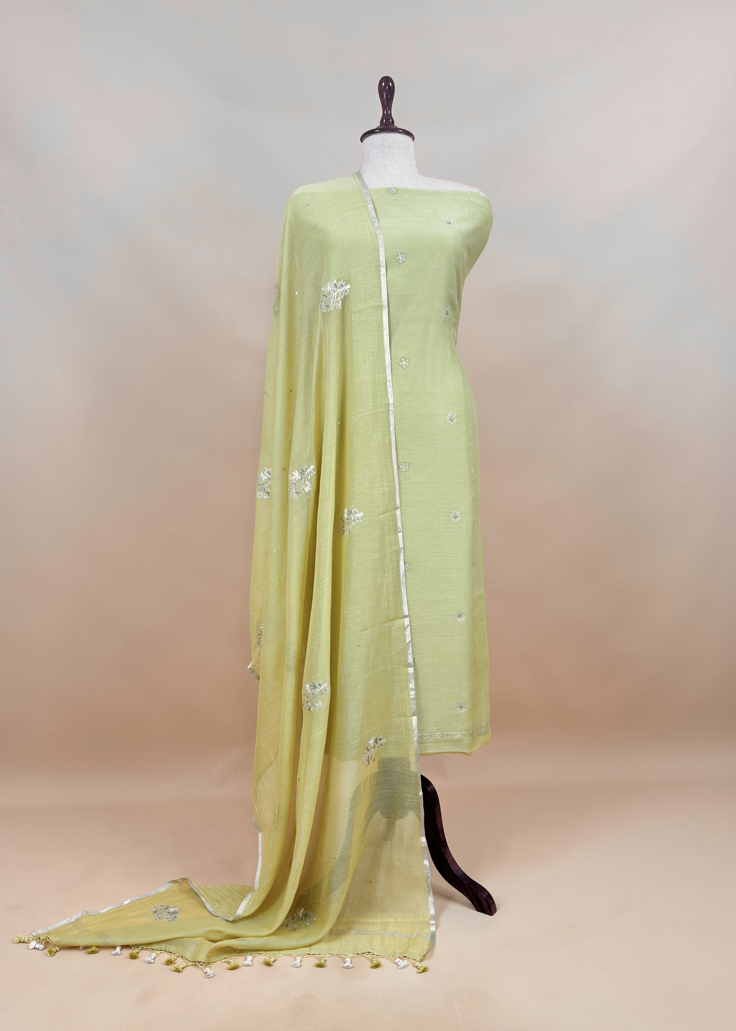 Orange Mulmul Suit And Dupatta In Dori work