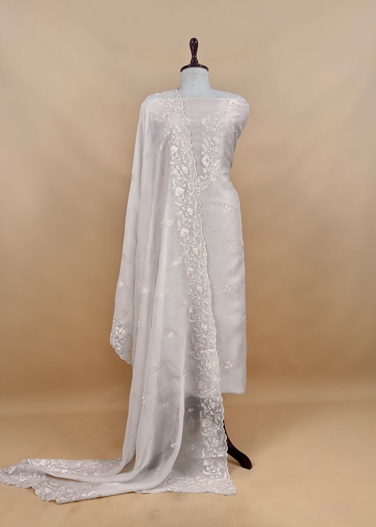 Premium quality kora silk unstitched suit with dupatta

