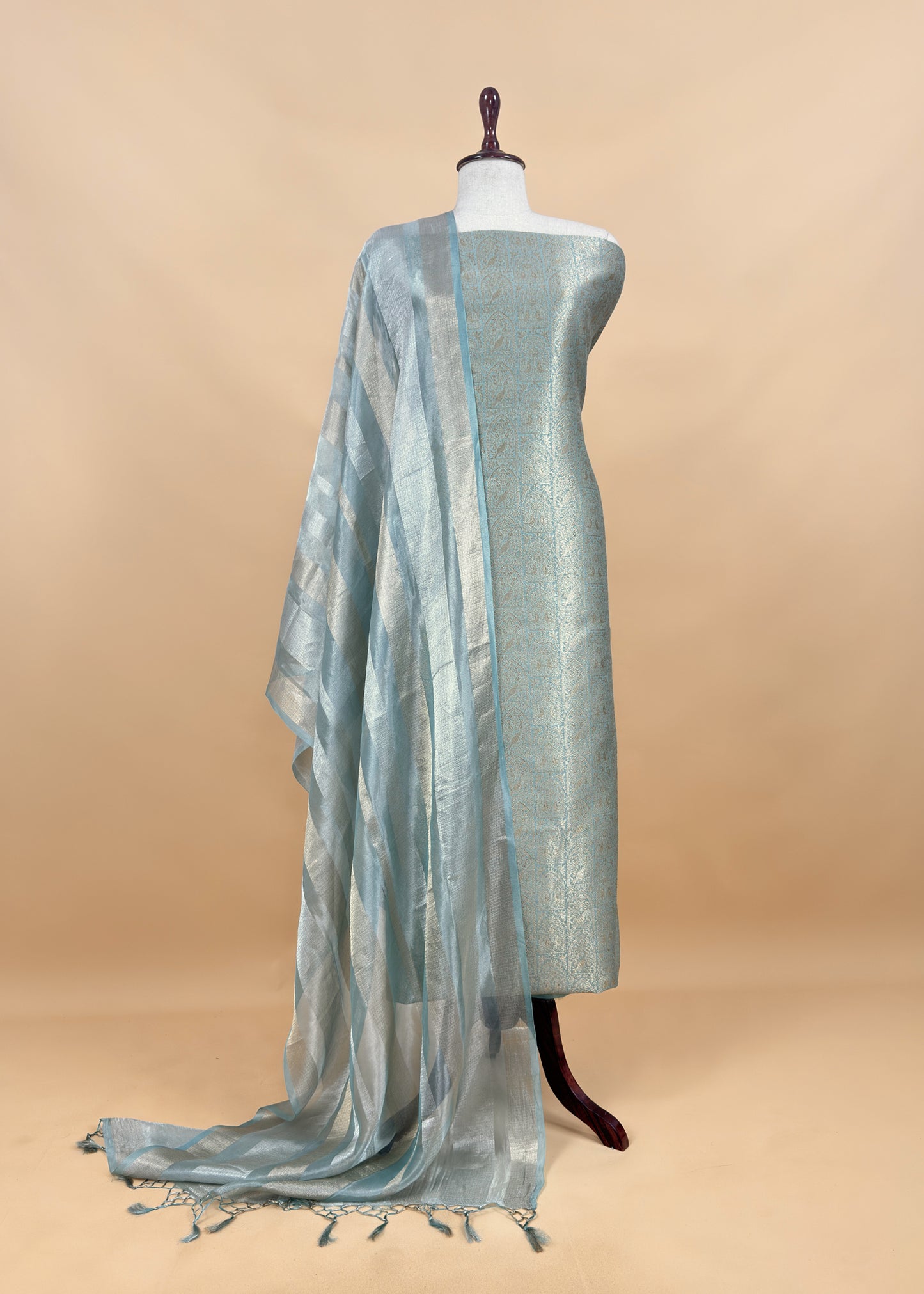 Pink Brocade Silk Kurta And Zari Panel Silk Dupatta