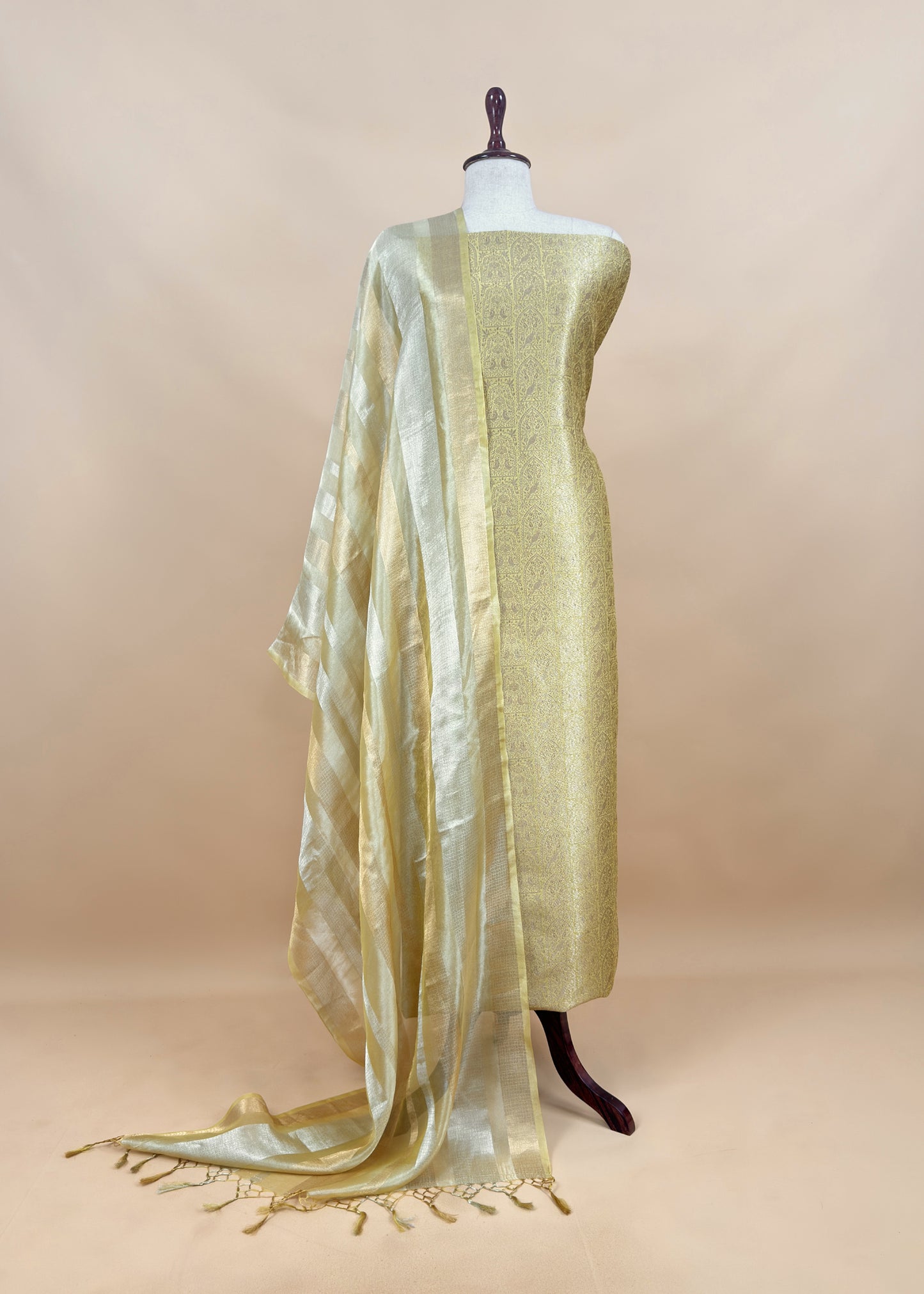 Pink Brocade Silk Kurta And Zari Panel Silk Dupatta