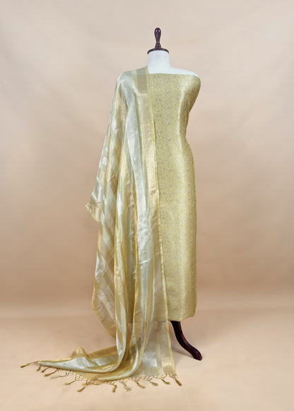 Chikoo Brocade Silk Kurta And Zari Panel Silk Dupatta